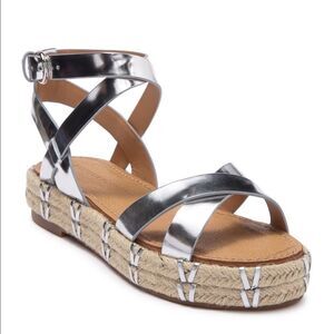 Sigerson Morrison Jacky Silver Espadrille Platform Sandal Women’s Size 9.5 New
